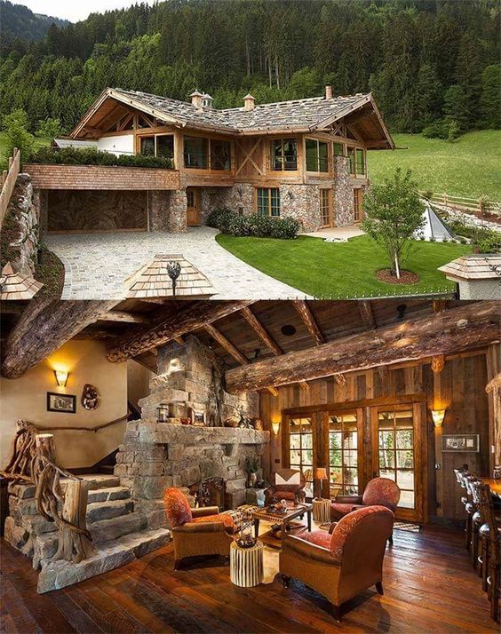 stone and wood home