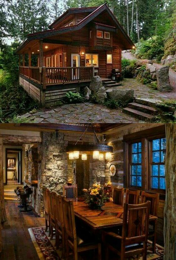 wood and stone cabin