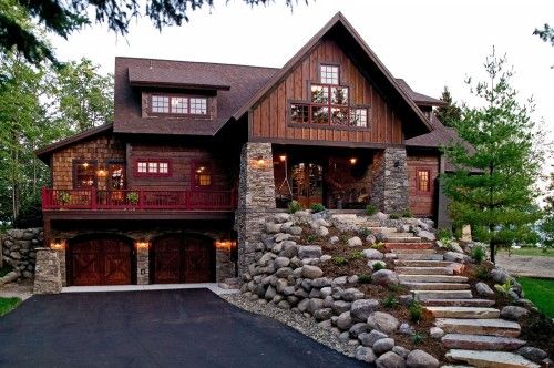 wood and stone exterior home 