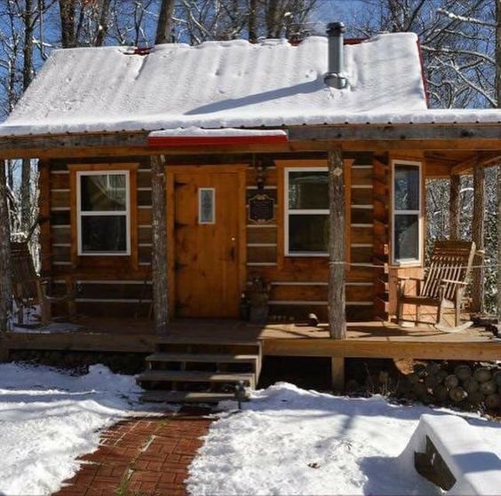 manly cabin in the snow