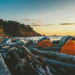 beach camping with friends