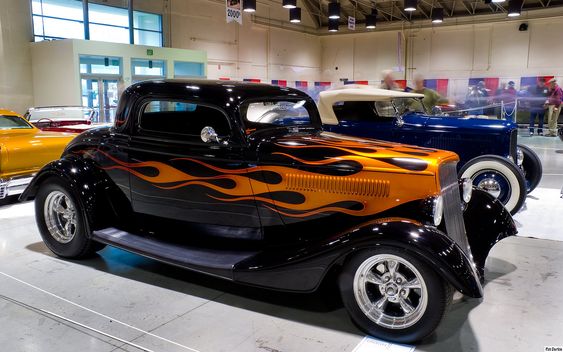 hotrod with flames