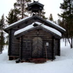 winter cabin with snow