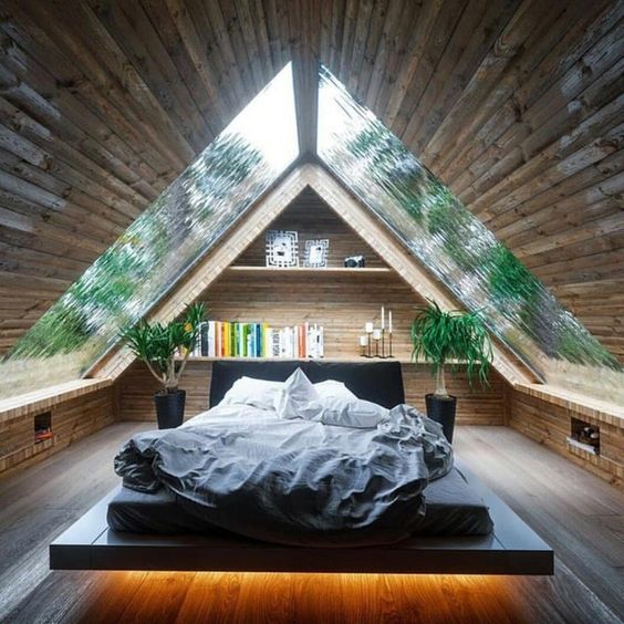 giant a frame skylights above bed
