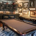 old school home bar with pool table
