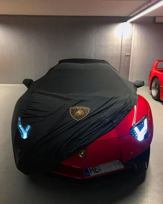 red supercar with cover