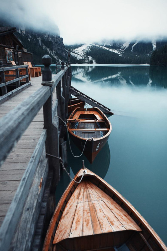 boats docked on a lake