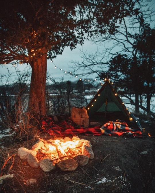 tent and campfire