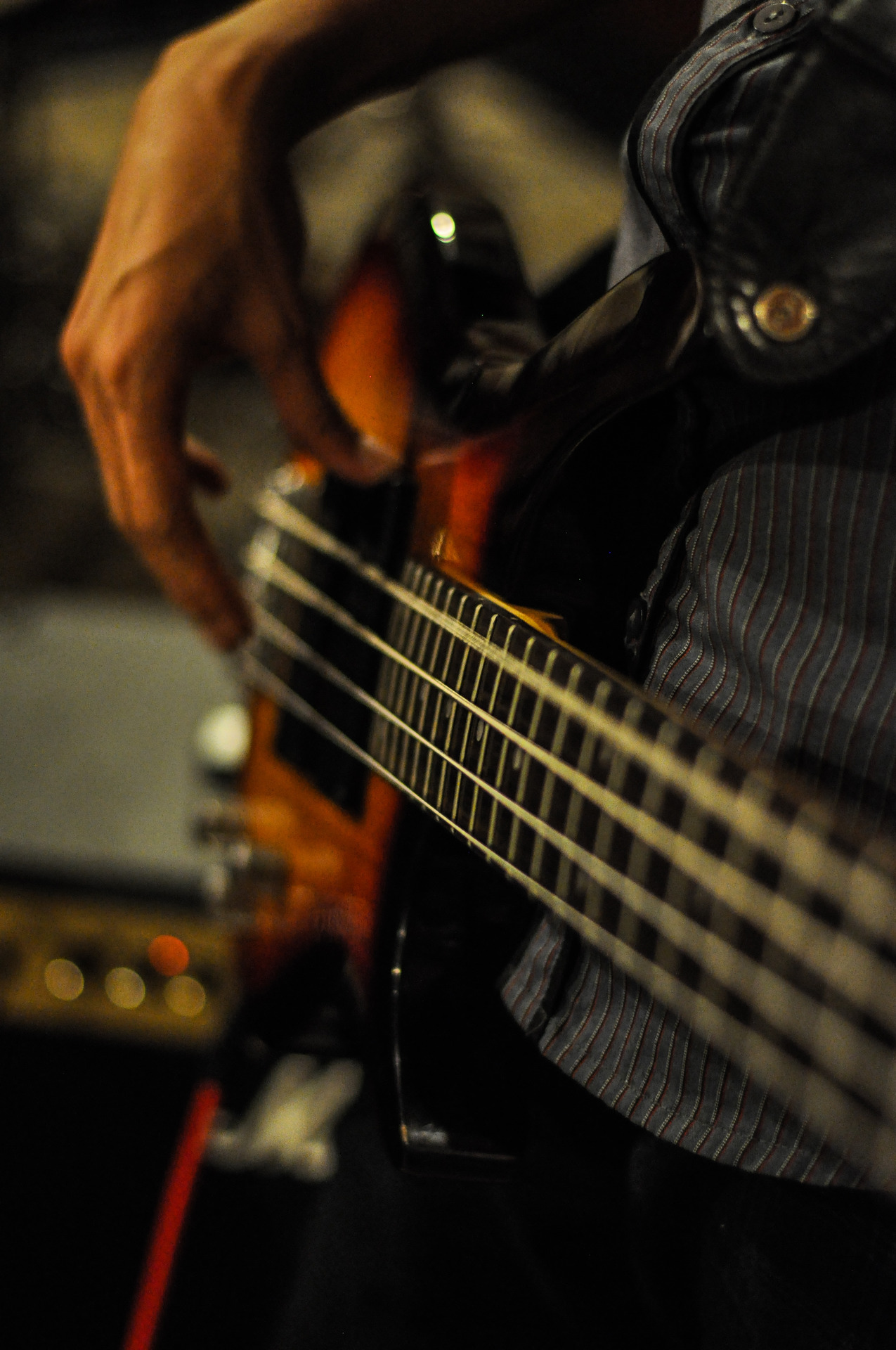 man playing the bass
