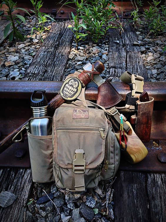 day pack with axe