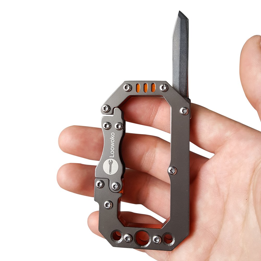 Multitool Carabiner Knife Keychain Clip with EDC Survival Gear Tool