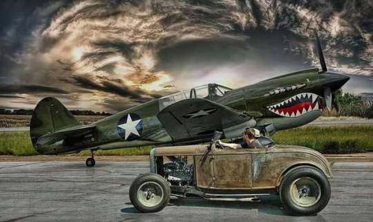 hot rod car and plane