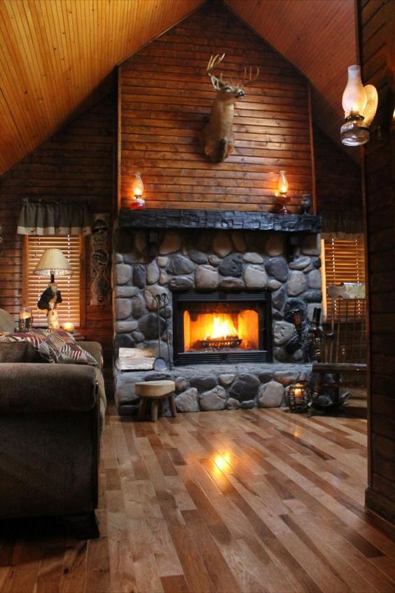 rustic fireplace