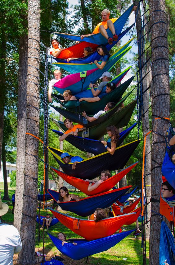 stack of hammocks