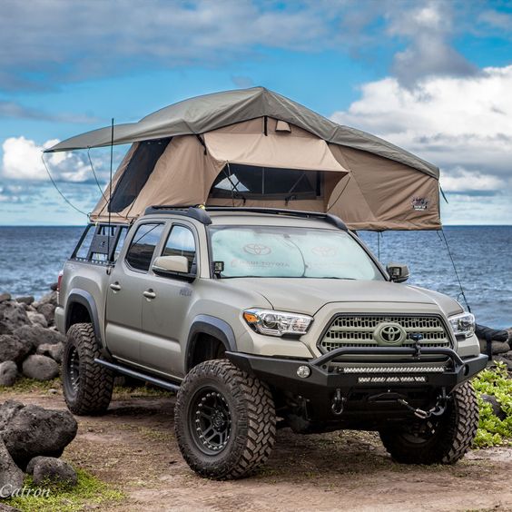 truck tent near ocean