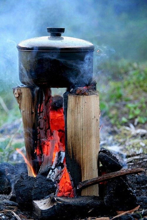 kettle on campfire