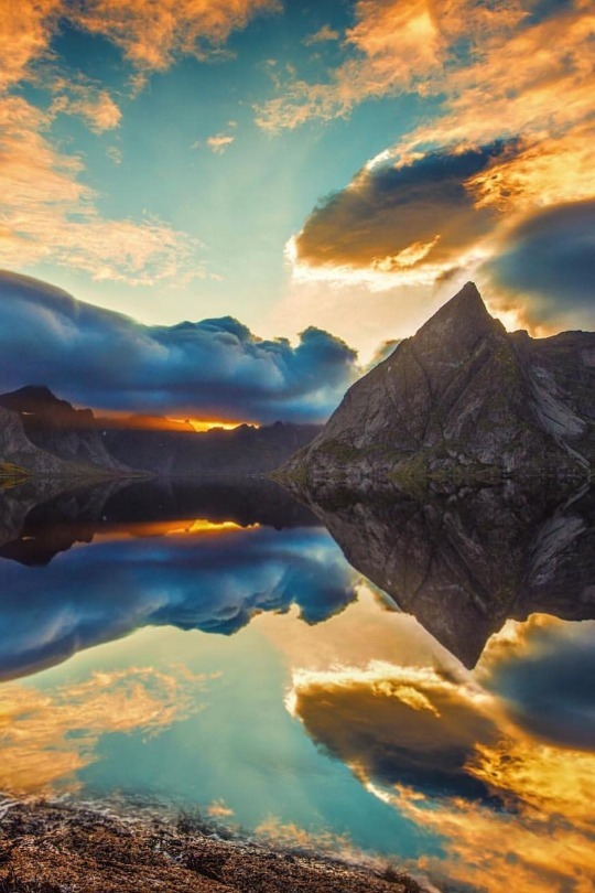 reflection off mountain lake