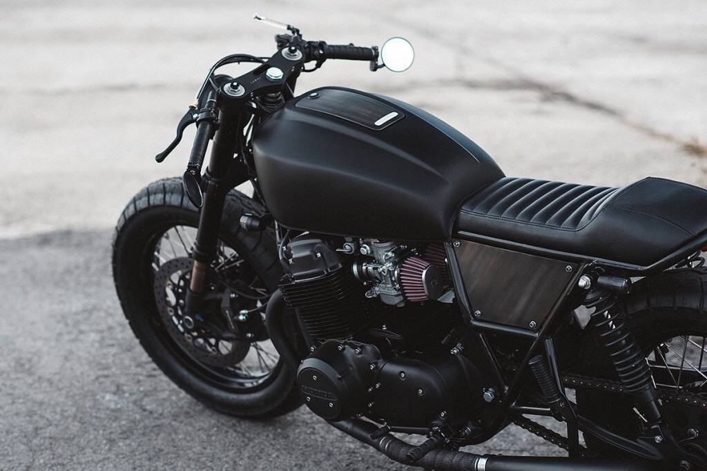 blacked out cafe style street bike