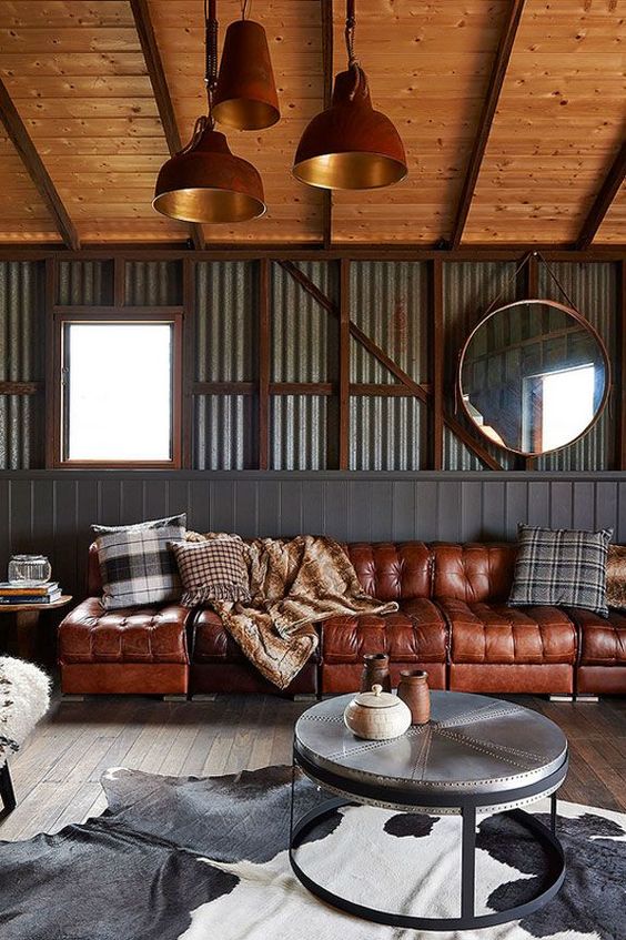 manly industrial interior design living room