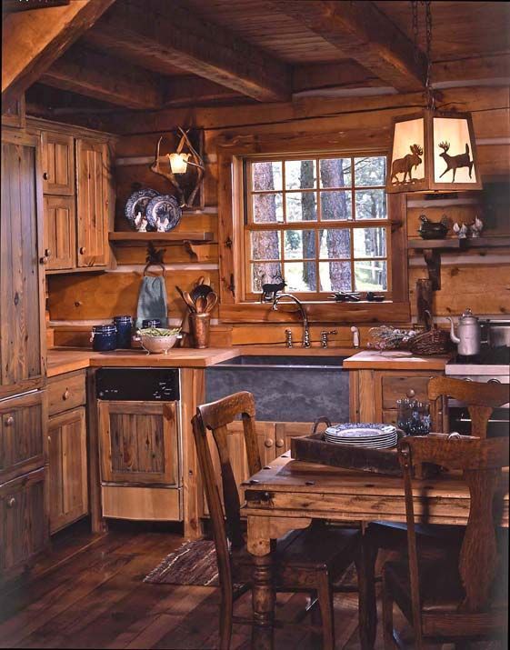 masculine and manly cabin kitchen