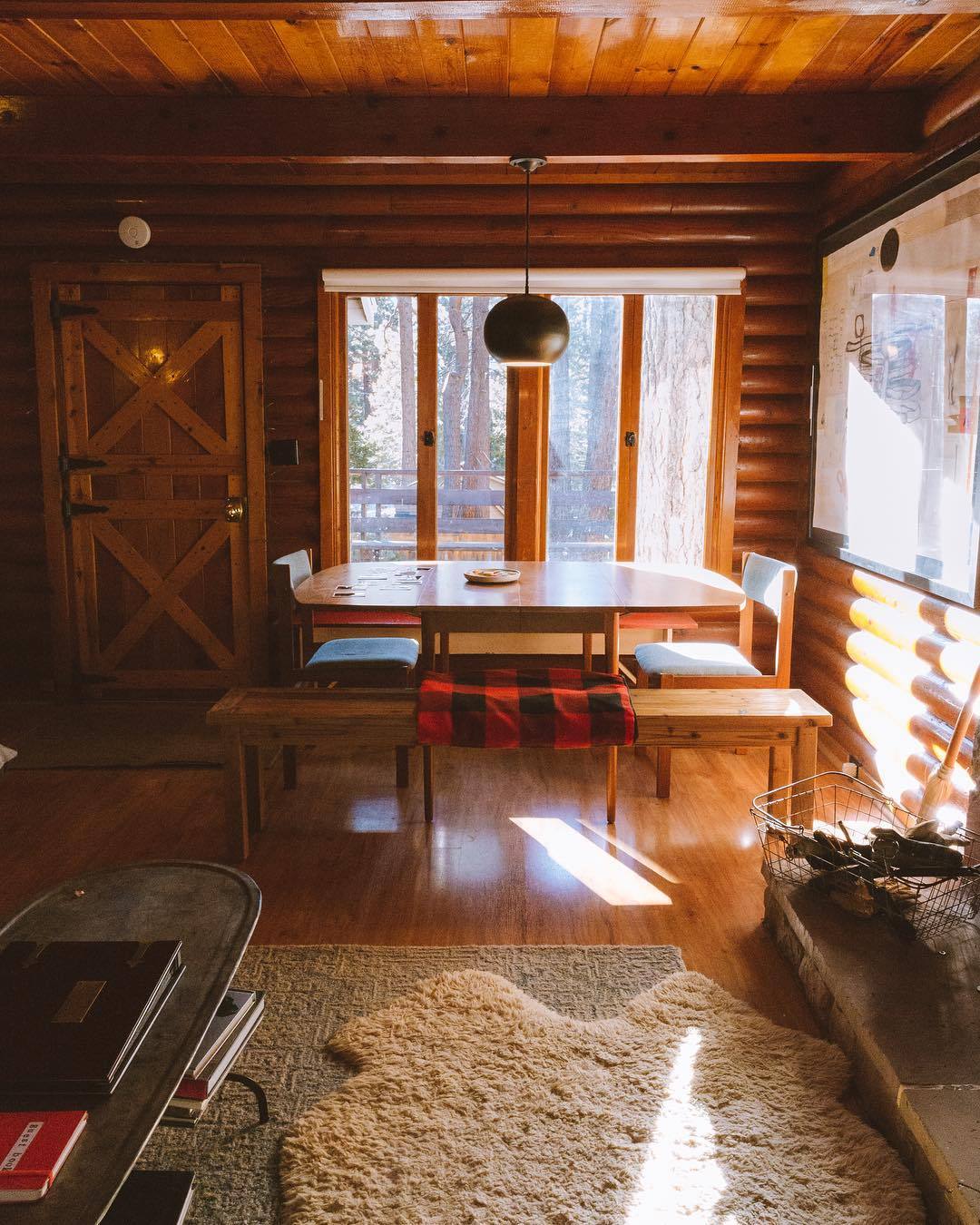 masculine cabin interior