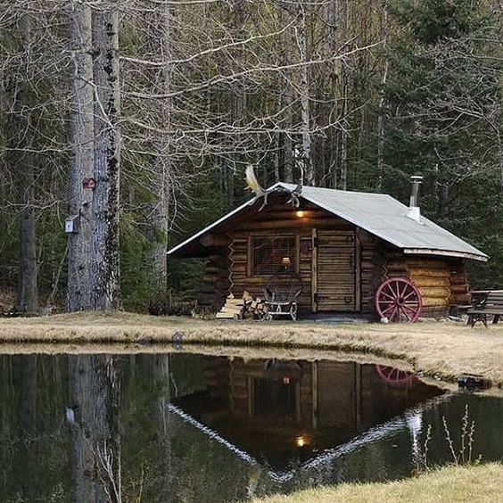 rustic cabin and lake