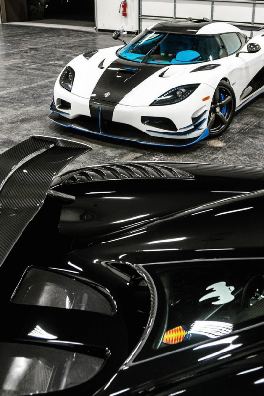 two supercars in garage
