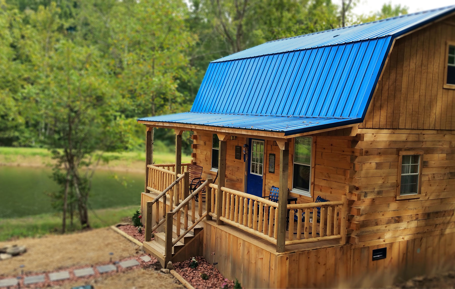 blue roof cabin