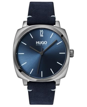 Hugo Mens Own Blue Leather Strap Watch 40mm