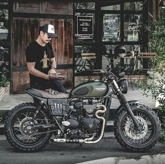 man and triumph motorcycle