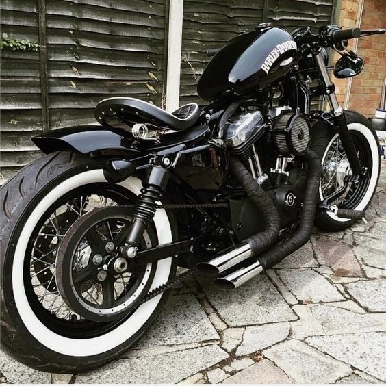 Harley Davidson motorcycle with white wall tires