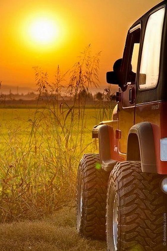 jeep and sunset