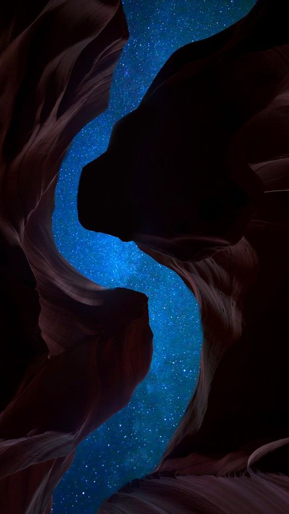 night sky through canyon