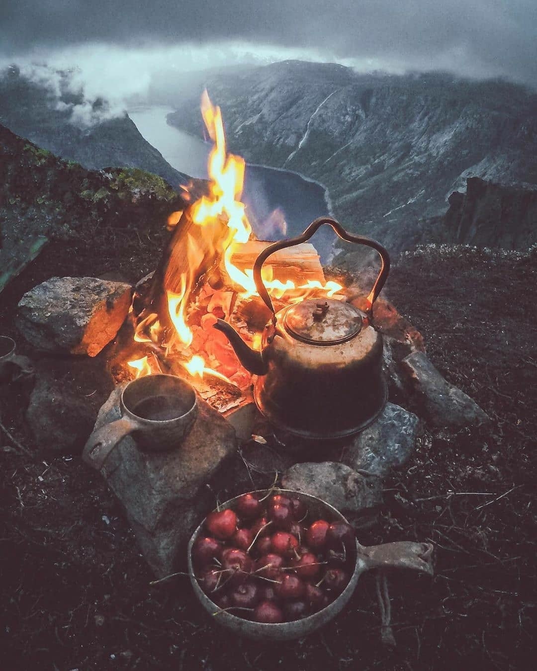 mountain top campfire