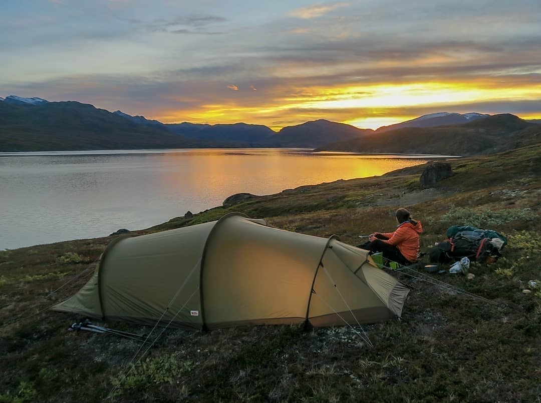 tent and sunset