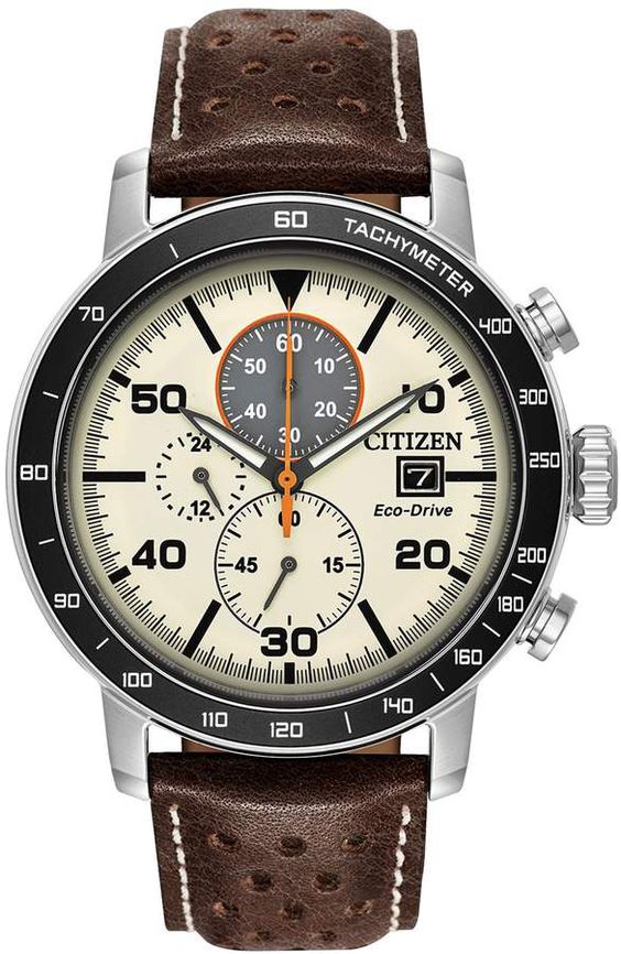 Citizen Eco-Drive Mens Brycen Leather Chronograph Watch