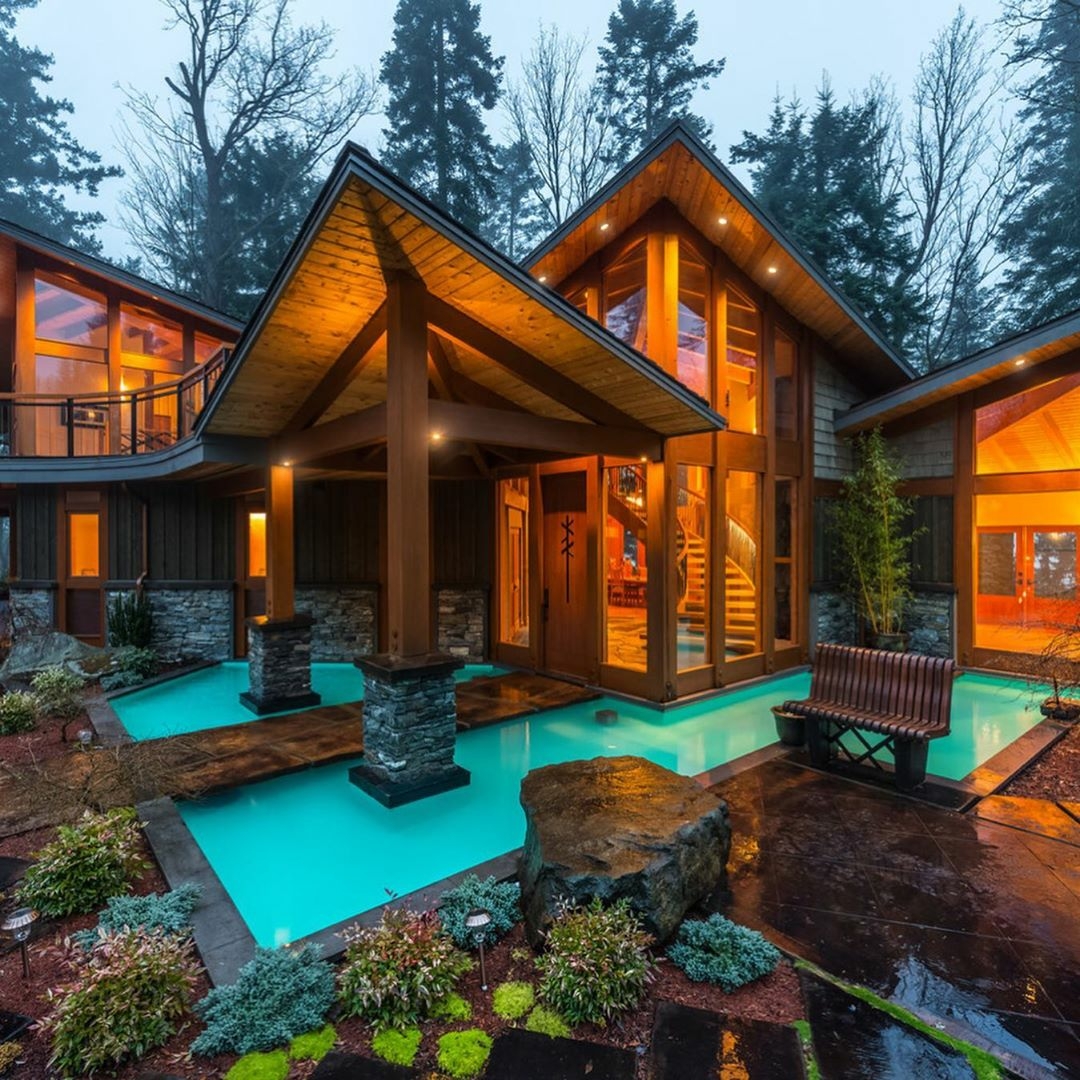 custom home in woods