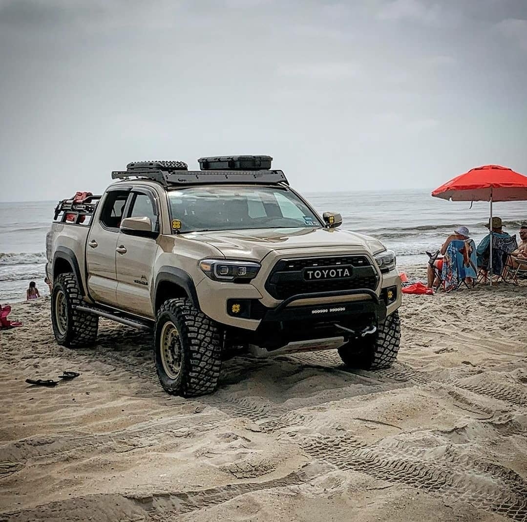 toyota truck on beach