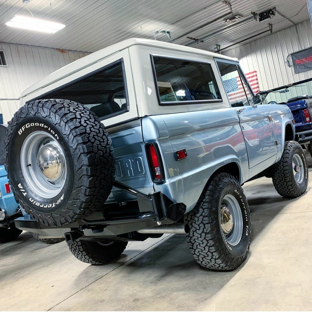 Ice blue classic Ford Bronco