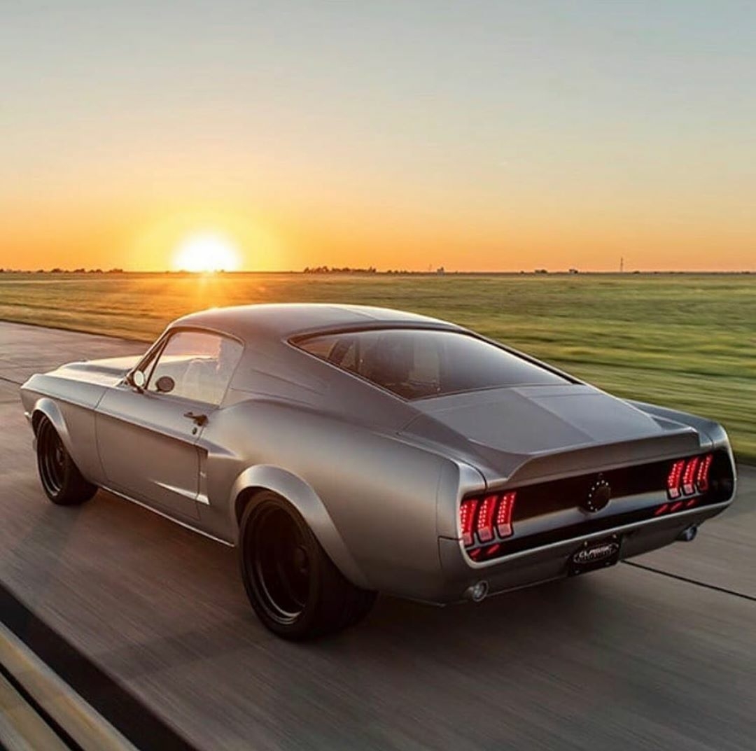 fastback mustang going fast on highway