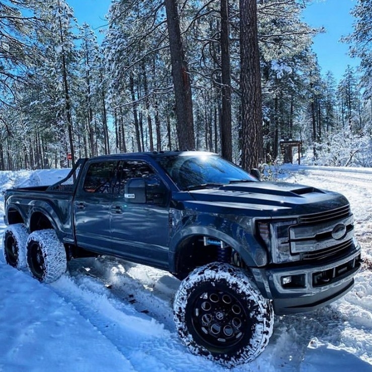 monster ford truck in the snow