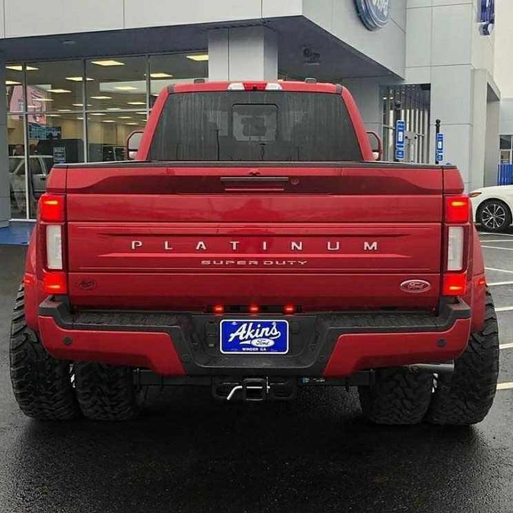 big red ford super duty platinum dually rear end