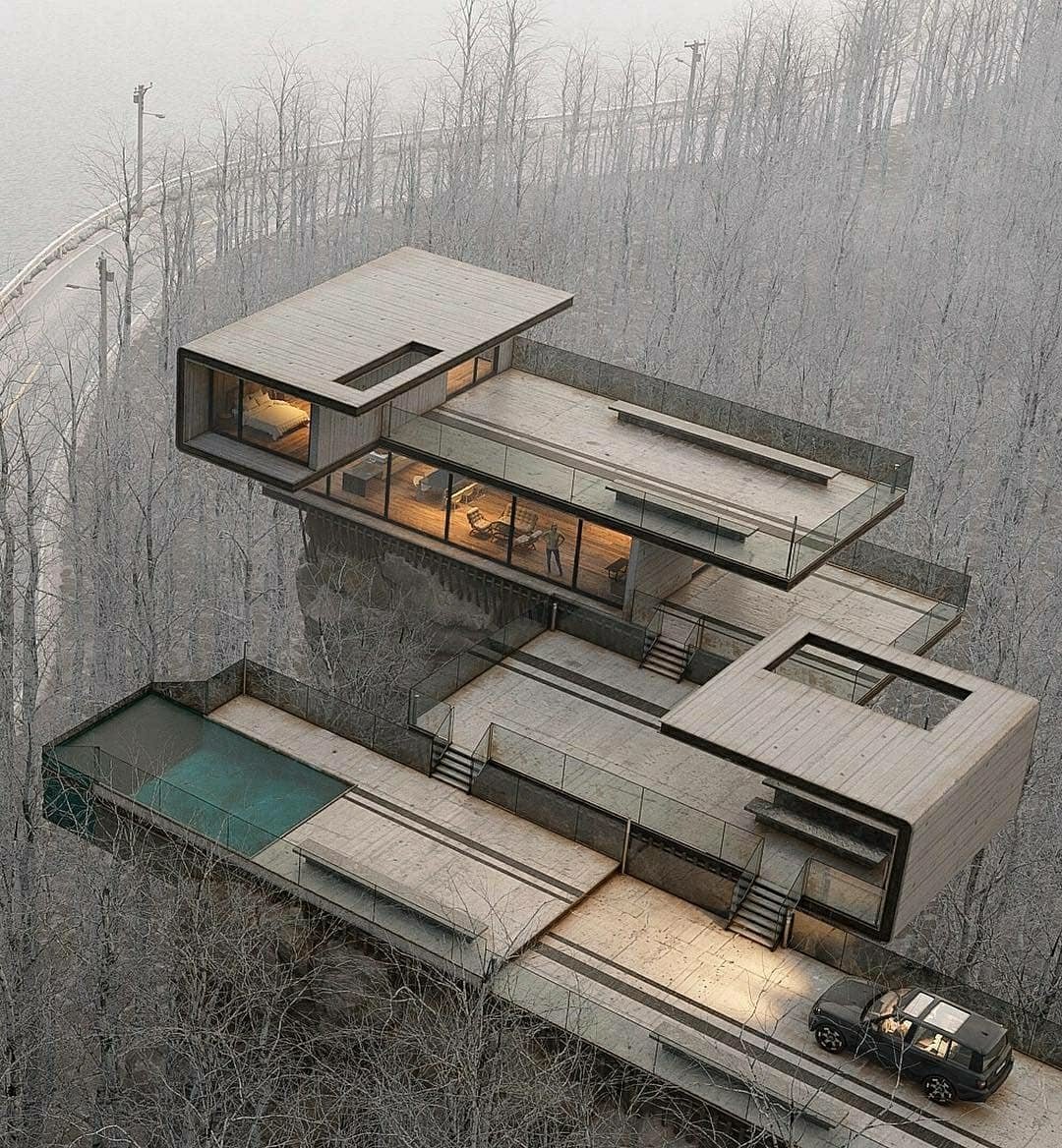 modern cabin in the woods